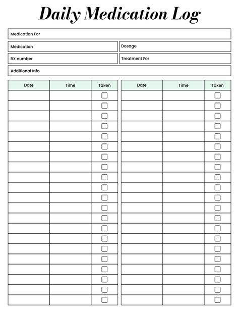 Daily Medication Chart Printable, Medication Schedule Template, Medication Checklist, Medicine Chart Printable Daily, Med List Printable, Medication Tracker Chart, Printable Medication Log, Medicine Log Sheet, Medication Schedule Printable