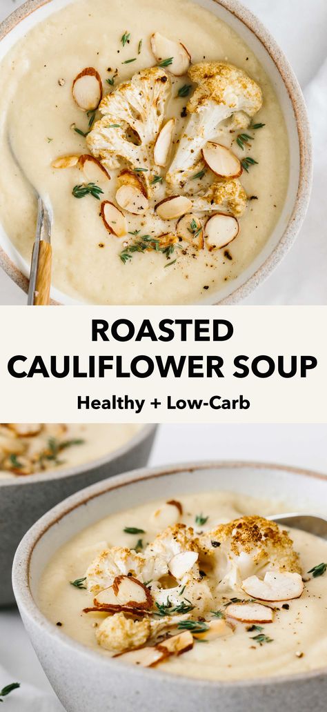 Cauliflower Soup Healthy, Low Carb Chicken Soup, Low Carb Soup Recipes, Roasted Cauliflower Soup, Cauliflower Soup Recipes, Low Carb Soup, Low Carb Vegetarian, Low Carb Diet Recipes, Cauliflower Soup