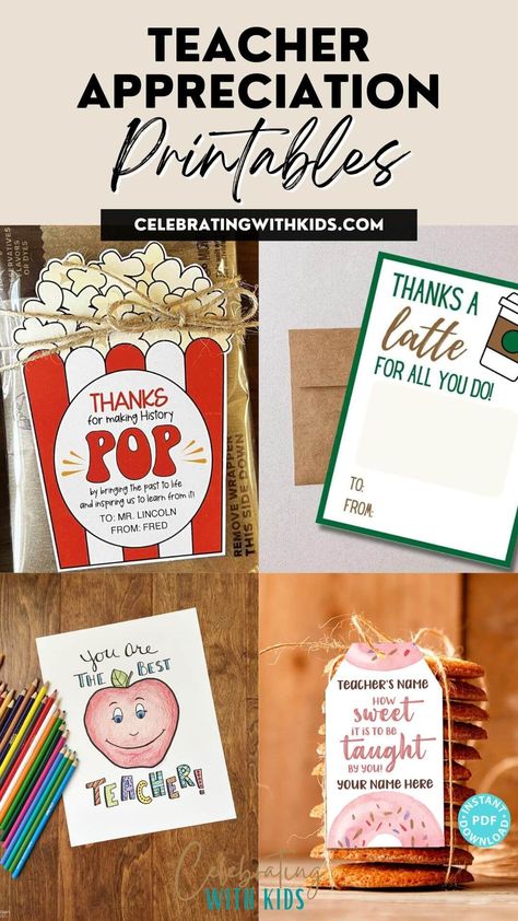 Looking for a unique way to say thank you? Explore our teacher appreciation printables for customizable cards, posters, and more. Popcorn Teacher Appreciation, Teacher Appreciation Gifts Printables, Teacher Appreciation Gift Card, Mentor Teacher, Halloween Teacher Gifts, Teacher Appreciation Printables, Showing Gratitude, Thanks A Latte, Teacher Printable