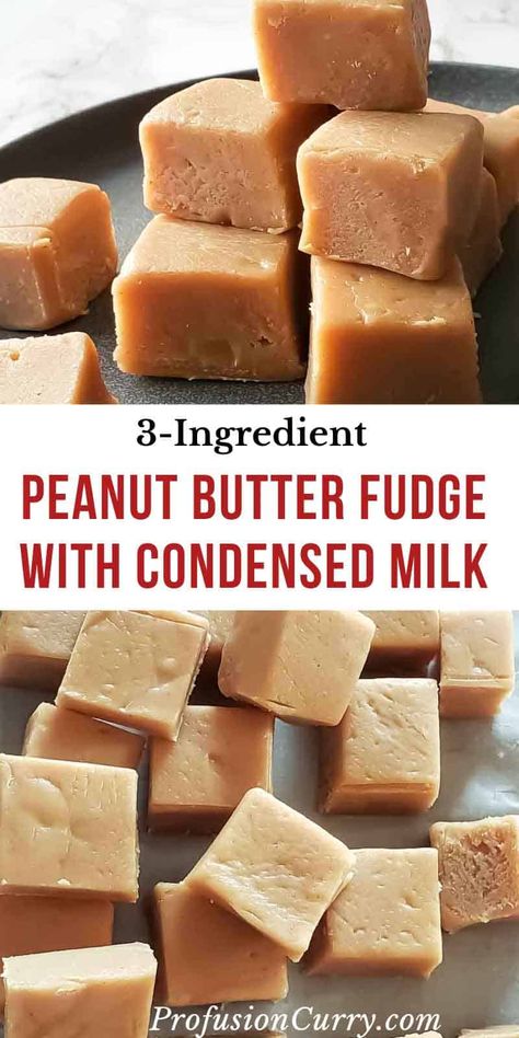 Luscious peanut butter fudge is decadent rich, velvety smooth, and sweet - and the secret ingredient that makes it so luxurious is the condensed milk. This 3-ingredient peanut butter fudge is hard to resist no bake dessert. Fudge Recipe Condensed Milk, Condensed Milk Recipes Easy, Baked Fudge Recipe, Fudge With Condensed Milk, Peanut Butter Fudge Recipes Easy, Sweetened Condensed Milk Recipes, Homemade Fudge Recipes, Peanut Butter Fudge Recipe, Peanut Butter Fudge Easy