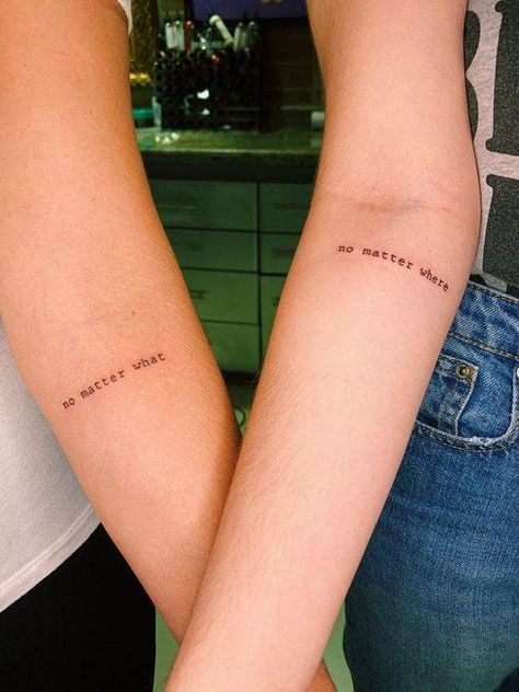 30 Simple Yet Meaningful Matching Tattoos Matching Tattoos For Girlfriends, Long Distance Tattoo Ideas, Tattoo Mom And Daughter, Sis Tattoo, Simbols Tattoo, Matching Bff Tattoos, Partner Tattoos, Maching Tattoos, Twin Tattoos