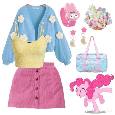 Bubblegum Core Aesthetic Outfit, Vee Aesthetic, Pinkie Pie Outfit, Hot Pink Clothes, Kidcore Outfit, Aesthetic Character, Pink Clothes, Clothes Cute, Shein Outfits