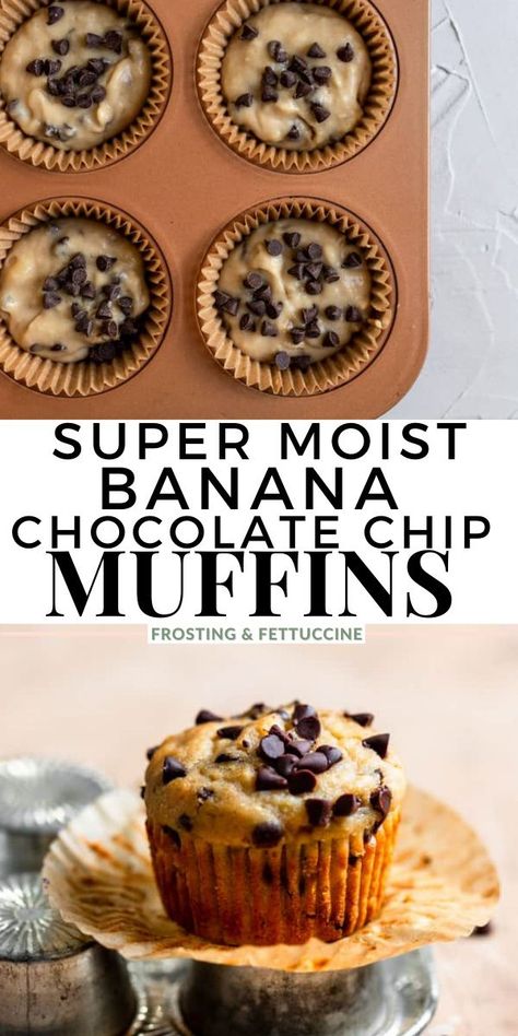 Banana Muffins With Frozen Bananas, Banana Chocolate Chip Muffins With Yogurt, Banana Muffins Breakfast, Easy Chocolate Chip Banana Bread Muffins, Banana Chocolate Chip Cupcake Recipe, Best Banana Chocolate Chip Muffins Moist, 2 Banana Chocolate Chip Muffins, Banana Muffins With Two Bananas, One Bowl Banana Chocolate Chip Muffins