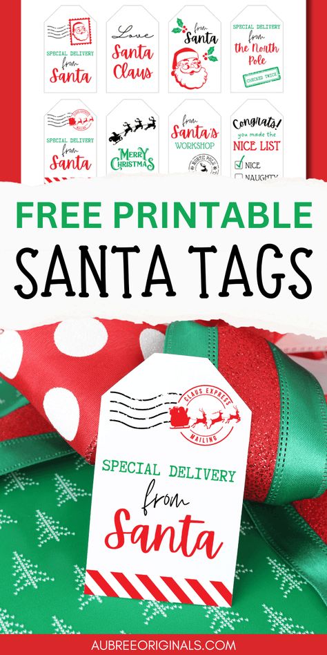 free printable Santa gift tags download Christmas Tags From Santa, Free Cricut Christmas Tags, Santa Tags Diy, Printable Secret Santa Tags, Secret Santa Labels Free Printable, Free Printables Christmas Tags, Candy Cane Tags Printable Free, From Santa Gift Tags Printable Free, Santa Tags Printable Free