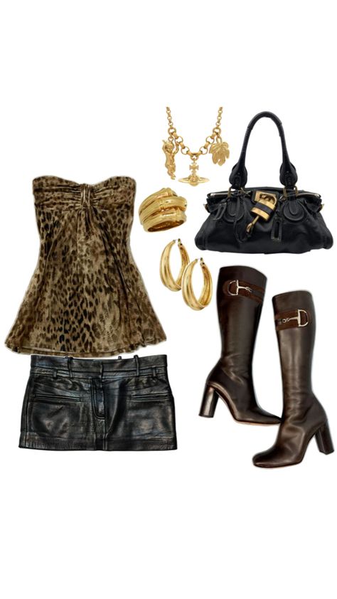 going out fit night out fit inspo outfit style street cheetah print leopard print trendy style leather chloe bag Cheetah Clothes, Cheetah Print Outfits, Clothing Wardrobe, Leopard Outfits, 2000s Fashion Outfits, Looks Street Style, Inspo Outfit, Swaggy Outfits, Adriana Lima