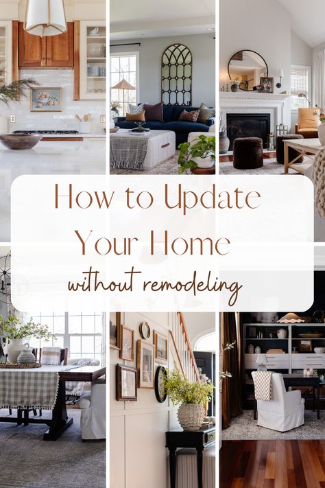 Simple and affordable ways to update your home without remodeling. Come see how I updated our home on a budget Home Decor For Older Homes, Cheap Easy Home Updates, How To Update A Home Without Remodeling, Styling Older Homes, Redecorating House On A Budget, Update Older Home, How To Update House On A Budget, House Design On A Budget, Small Things To Update House