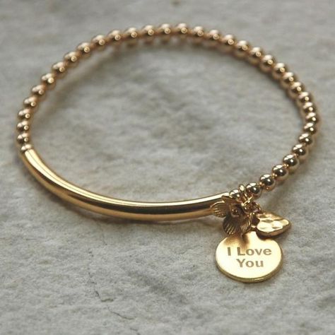 Gold Pendent, Sterling Silver Bangle Bracelets, Jewelry Bracelets Gold, Bracelet Friendship, Bangles Jewelry Designs, Personalized Bracelet, Gold Jewelry Simple, Gold Bead Bracelets, Gold Charm Bracelet