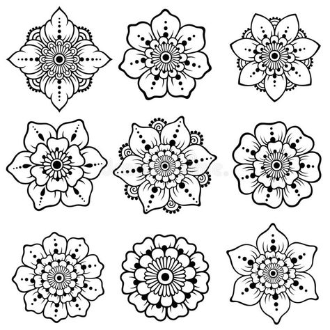 Henna Flower Drawing, Henna Designs Pattern, Mehndi Flower Tattoo, Mehndi Flowers Design, Flower Mendhi Design, Motifs Design Pattern, Mandela Flowers, Mehndi Designs Flower, Mehndi Image