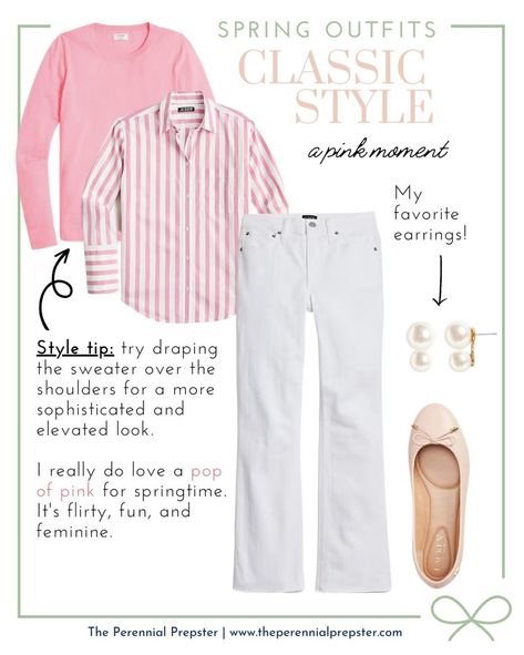 Lisa Vidal, Pink Spring Outfits, Boat Outfit, White Culottes, Female Jeans, Spring Outfit Idea, Mule Flats, Preppy Spring, Looks Jeans