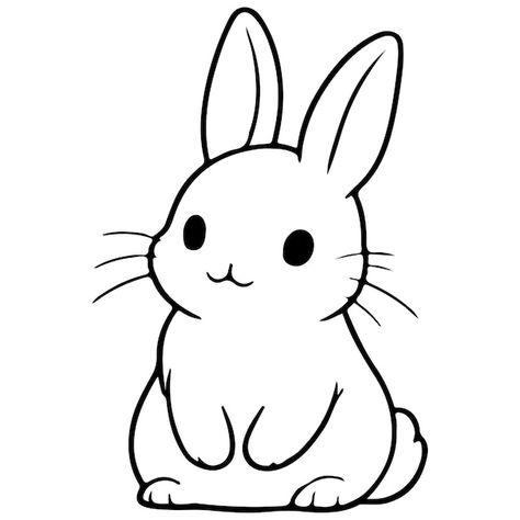 Cute rabbit doodle style hand drawn styl... | Premium Vector #Freepik #vector #background #black #line #white Drawing Ideas To Color In, Bunnies Drawing Cute, Cute Drawing Animals Easy, Easter Bunny Cute Drawing, Bunnies Cute Drawing, Rabbit Doodle Cute, Bunny Sitting Drawing, Small Rabbit Drawing, Drawing Of Bunnies