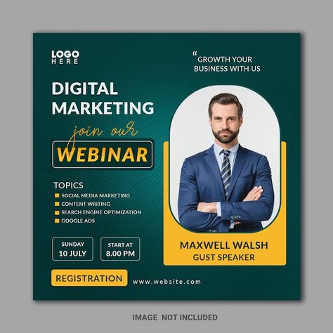 PSD digital marketing live webinar and c... | Premium Psd #Freepik #psd #web-banner #digital-marketing #marketing-flyer #marketing-banner Social Media Post Design Graphics, Digital Marketing Design Poster, Web Banner Design Ideas, Advertising Banner Design, Digital Marketing Poster, Promotions Design, Business Social Media Posts, Social Media Marketing Post, Digital Marketing Template