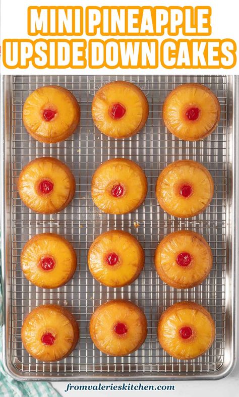 Transform a boxed cake mix into these delightful Mini Pineapple Upside Down Cakes. This easy recipe brings all the flavors of the classic dessert into individual-sized treats. Upside Down Pineapple Cake Easy, Pineapple Upside Down Cakes, Mini Pineapple Upside Down Cakes, Upside Down Cakes, Coconut Poke Cakes, Puff Dessert, Pineapple Upside Down Cupcakes, Pineapple Cupcakes, Pineapple Dessert Recipes