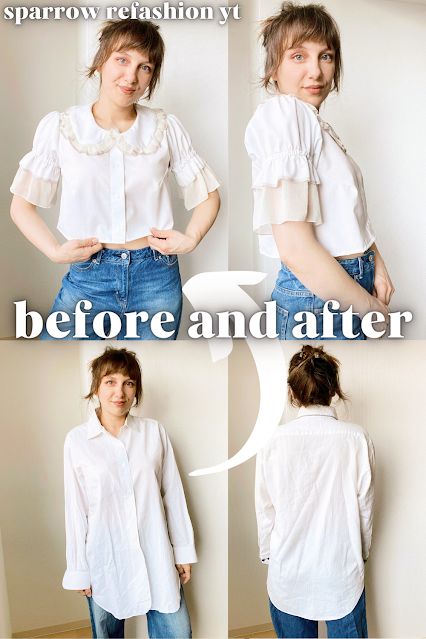 Sparrow Refashion ,Sewing , Thrift flip and refashion Blog o przeróbkach i szyciu ubrań diy Thrift Flip Clothes Ideas, Thrift Flip Ideas, Sparrow Refashion, Thrift Flip Clothes, Upcycle Clothes Diy, Diy Tops, Shirt Sewing Pattern, Thrift Flip, Old Shirts