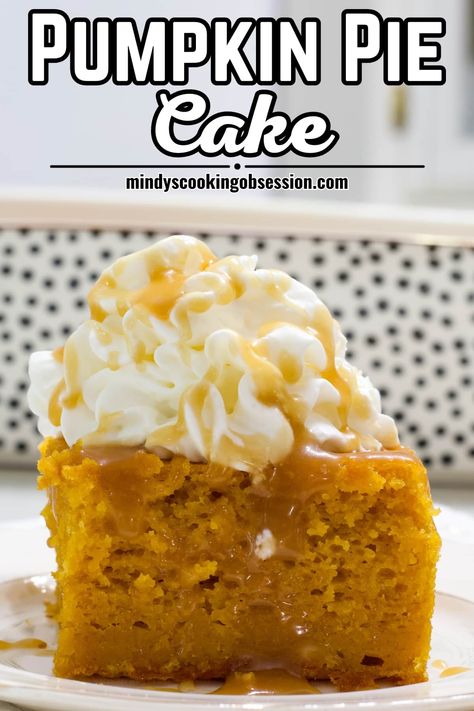 The Best Pumpkin Pie Cake (easy 4 ingredient recipe) - a simple Thanksgiving favorite that is so much easier than traditional pumpkin pie. 4 Ingredient Pumpkin Pie, Pumpkin Desserts With Spice Cake, 100 Pumpkin Recipes, Betty Crocker Magic Pumpkin Cake, Pumpkin Pie Dump Cake Easy, Pumpkin Pie With Pumpkin Pie Filling, Fun Pumpkin Pie Recipes, Desserts To Make With Pumpkin Pie Filling, Best Creamy Pumpkin Pie Recipe