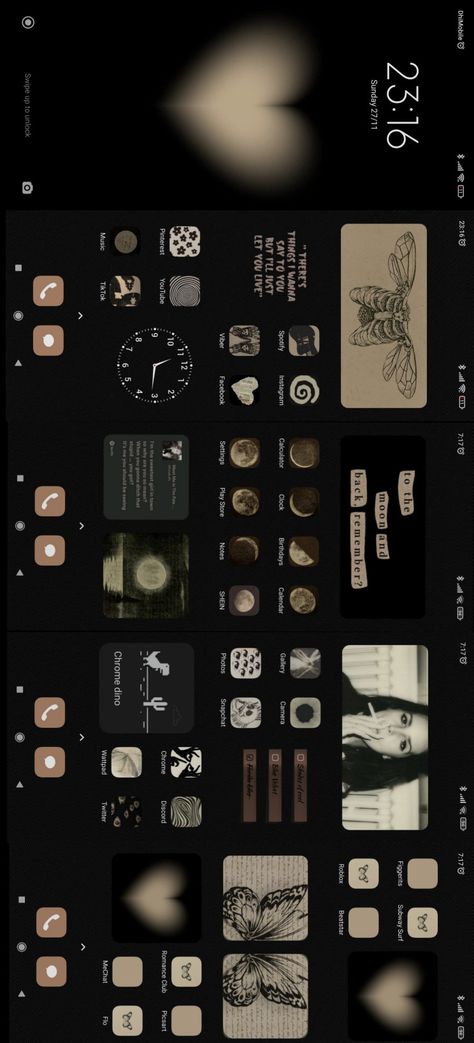 Aesthetic Photos For Home Screen, Ipad Homescreen Ideas Aesthetic Black, Iphone Layout Homescreen Ideas Aesthetic Dark, Black Phone Layout Aesthetic, Grunge Ios 16 Wallpaper, Home Screen Decor Ideas Iphone, Dark Aesthetic Iphone Home Screen Layout, Cute Themes For Phone App, Black Iphone Layout Aesthetic