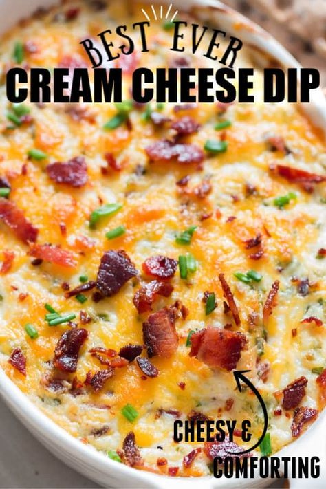 Warm Dip Recipes, Dip With Bacon, Bacon Dip Recipes, Cream Cheese Recipes Dip, Best Dip Recipes, Cream Cheese Dip, Delicious Dips Recipes, Bacon Dip, Cheese Dip Recipes