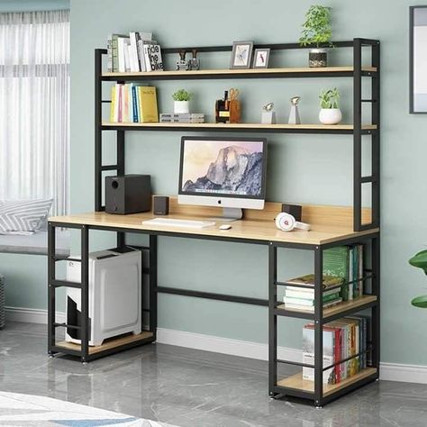 Computer Table Ideas, Home Work Desk, Workstation Design, Meja Industrial, Computer Table Design, Study Table Designs, Living Room And Office, Small Room Design Bedroom, Marble Board