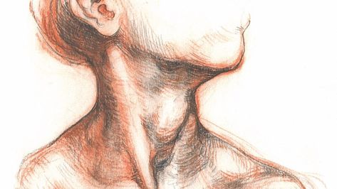 Neck Drawing Reference, Draw Shoulders, How To Draw Necks, Silverpoint Drawing, Sketch Head, Drawing Feelings, Expressive Portrait, Neck Drawing, Art Of Drawing