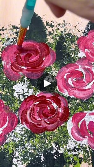 Paint Beginner, Rose Painting Acrylic, Acrylic Painting For Kids, Painting Flowers Tutorial, How To Make Rose, Paint Easy, Learn Watercolor Painting, Flower Painting Canvas, Canvas Painting Tutorials