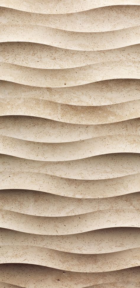 Aquatic suggestions, like the pattern produced by the continuous flowing of the waves on the sand sea-bottoms, become inspiration for Fondo, a refined 3d texture for tiles able to exalt stone. Sand Patterns Texture, Sand Stone Texture Seamless, Sand Interior Design, Sand Wall Texture, Sand Stone Texture, Sand Stone Wall, Textured Stone Wall, Sand Tiles, Texture Plant