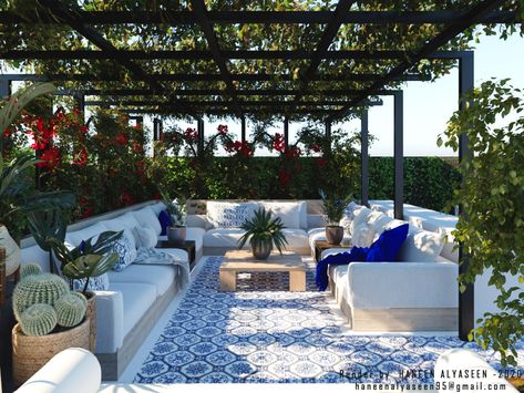 Moroccan Inspired Backyard, Morocco Garden Design, Moroccan Landscape Design, Moroccan Terrace Ideas, Moroccan Style Courtyard, Andalusian Terrace, Moroccan Pool Design, Moroccan Style Garden, Moroccan Riyadh