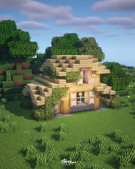 • a cozy house in minecraft that can be easily built in survival . full lesson on youtube channel :3 Building Minecraft, Minecraft Small House, Description Ideas, Modern Minecraft Houses, Cottage Core Minecraft House, House In Minecraft, Easy Minecraft Houses, Minecraft Medieval, Cute Minecraft Houses