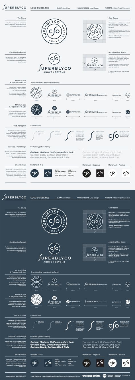 This is a Logo Guidelines Poster and Illustrator Template that I’ve created for a recent client of mine, SuperblyCo. You can download a free copy of these Logo Guidelines further down in this post.  As this particular set of logo guidelines is pretty unique, in so much as the space given to the 12 logo lock-up’s (6 positive and 6 negative), as well as the Construction section for the SuperblyCo S Monogram, you’ll likely be wanting to change the layout of this to suite your own needs. Logo Usage Guidelines, Logo Presentation To Client Layout, Logo Suite Identity Branding, Logo Guidelines Design, Logo Presentation To Client, Logo Types, Sleep Wellness, Logo Grid, Creative Logo Design Art