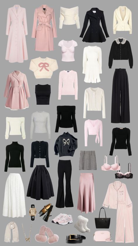 Feminine Winter Wardrobe #winter #winteroutfit #winteroutfitinspo #feminine #girly #feminineaesthetic #winterprincess #coquette #balletcore #outfitinspo #style Feminine Outfits Girly, Feminine Winter Outfits, England Outfits, Feminine Winter, Outfitinspo Style, Cutesy Outfit, Soft Girl Clothes, Dressed To Kill, Swaggy Outfits