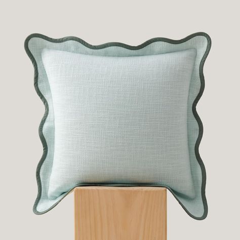 Amazon.com: Double Stitch by Bedsure Scalloped Throw Pillow Covers, Cotton Decorative Pillow Covers 20" x 20" Made in India, Square Cushion Case for Living Room Couch, Accent Pillow Cover, Misty Blue Sorority Room, Aqua Mint, Living Room Couch, Double Stitch, Couch Throws, Room Couch, Nursery Pillows, Green Pillows, Cute Pillows