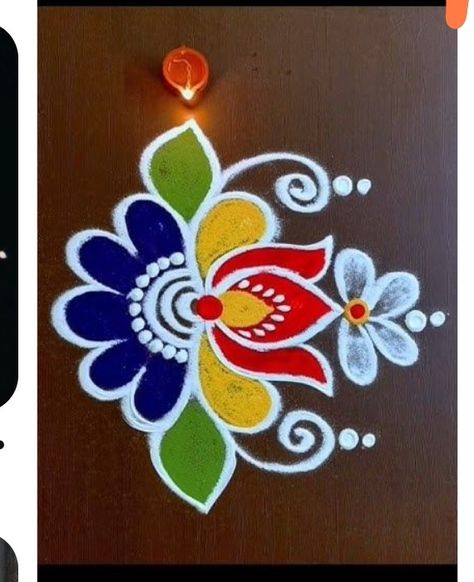 Small Side Rangoli Design, Simple Asthetic Rangoli Design, Simple Circle Rangoli Design, Kamal Flower Rangoli Designs, Chath Puja Rangoli Designs, Simpal Rangoli Designs Diwali Easy, Small Diwali Rangoli Designs, Rangoli Flower Design Simple, Diwali Small Rangoli Designs