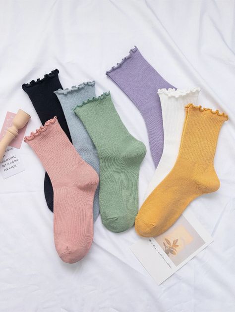 Shein Order, Frill Socks, Fancy Socks, Birthday Presents For Mom, Ruffled Socks, Women Crew Socks, Presents For Mom, Socks And Tights, Shein Style