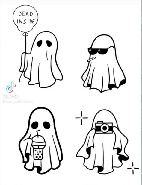 Ghost Doing Things Drawing, Cute Ghost Flash Tattoo, Halloween Doodle Tattoo, Doodle Drawings Halloween, Cute Small Easy Doodles Halloween, Best Friend Tattoos 2 People, Ghost With Camera Tattoo, Flash Ghost Tattoo, Spooky Simple Drawings