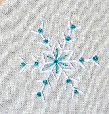 Hand Embroidered Snowflakes, Embroidered Snowflakes Pattern, Embroider Snowflake, Embroidery Snowflake, Snowflakes Embroidery Pattern, Embroidered Snowflakes, Snowflake Embroidery, Winter Embroidery, Embroidery Hoop Crafts