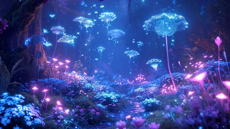 night scene of a fantastical glowing garden #midjourneyV6 #aiartgeneratedart #generativeart #generativeartwork #artificialintelligenceai #aiartgenerator #aiartwork #aiartworks #artificialintelligence #midjourney #midjourneyart #midjourneycommunity Pc Wallpaper Full Hd, Magical Forest Art, Glowing Garden, Computer Wallpaper Hd, Desktop Wallpaper Art, Wallpaper Collage, Night Forest, Circle Metal Wall Art, Alien Concept Art