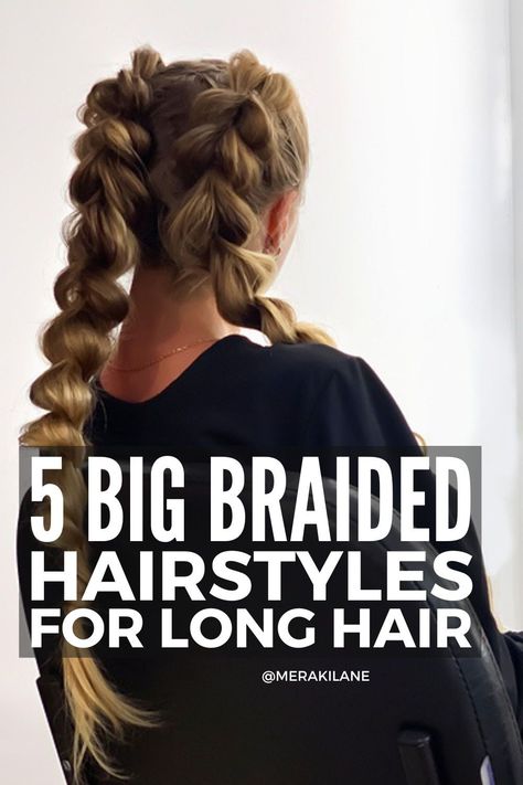 Braided Hairstyles For Long Hair Easy, Extra Long Braids Hairstyles, Everyday Braids For Long Hair, Easy Braids For Thick Long Hair, Cute Easy Braids For Medium Hair, Easy Everyday Braided Hairstyles, In Between Curly And Wavy Hair, Thick Hair Styles Long, Hair Do Long Hair