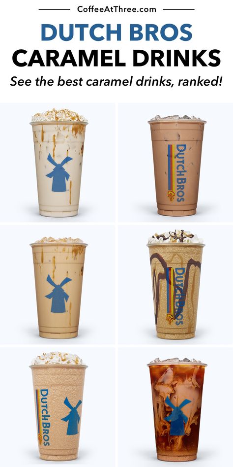 Dutchbros Drinks Coffee, Valentines Drinks, Dutch Bros Menu, Dutch Bros Secret Menu, Frozen Coffee Drinks, Caffeinated Drinks, Blended Coffee Drinks, Caramel Drinks, 2024 Stickers