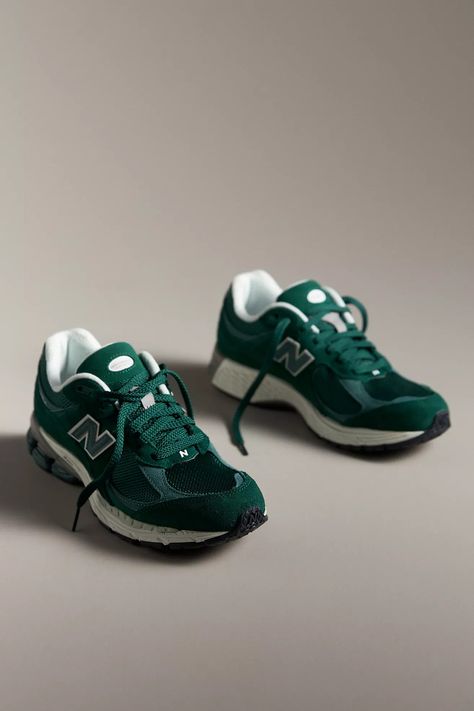 New Balance 2002 Premium Sneakers | Anthropologie New Balance Aesthetic, Green Nike Shoes, New Balance 2002, Green New Balance, Tie Styling, Sneaker Outfits Women, Studded Sneakers, Vintage Sneakers, Green Sneakers