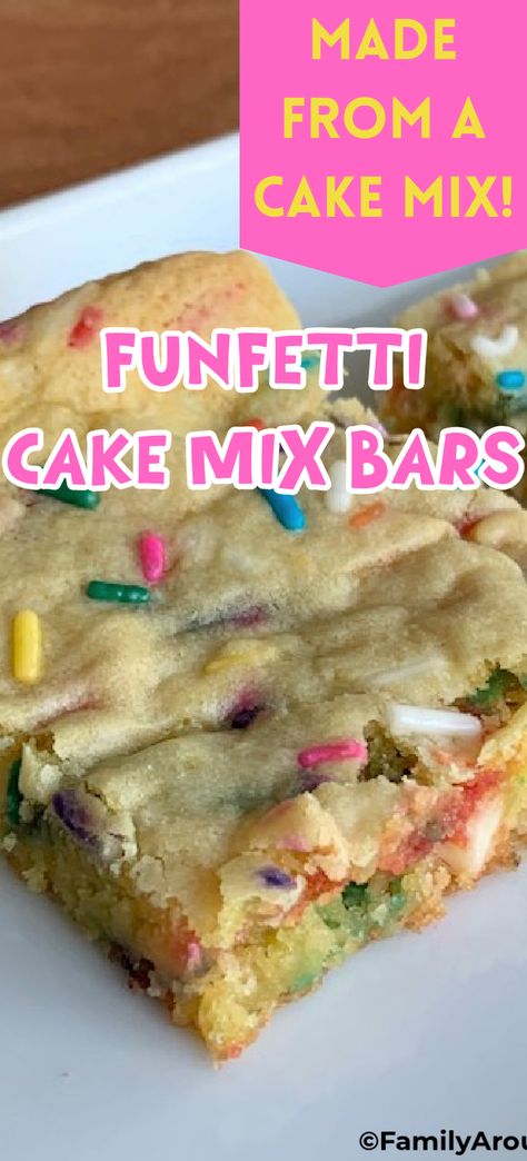 Funfetti Cake Mix Uses, Funfetti Cake Bars, Funfetti Dump Cake Recipe, Funfetti Recipes Cake Mix Desserts, Confetti Cake Bars, Funfetti Cake Mix Cookie Bars, Birthday Cake Mix Recipes, Boxed Funfetti Cake Mix Recipes, Funfetti Cake Box Cookies