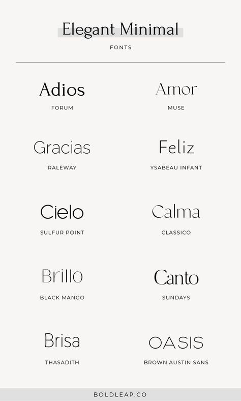 10 Elegant Minimalist Fonts for Modern Design Projects Minimalist Font Combinations, Typography For Branding, Business Fonts Logos, Best Font For Logo Design, Bold Elegant Font, Modern Wedding Fonts, Elegant Font Logo, Futura Font Pairing, Elegant Adobe Fonts