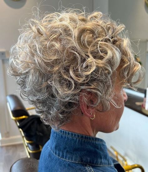 Over 50 Voluminous Curly Gray Pixie Short Layered Curly Hair, Gray Pixie, Short Curly Bob Hairstyles, Haircuts 2024, Short Curly Hairstyles For Women, Short Wavy Haircuts, Curly Pixie Hairstyles, Curly Pixie Haircuts, Grey Curly Hair