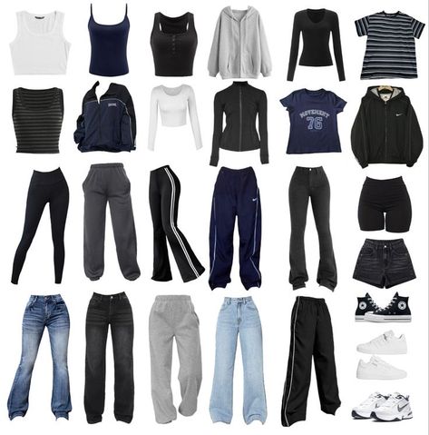 Dream Wardrobe Clothing Outfits, Capsule Wardrobe Y2k, All Styles Of Clothing List, H&m Basics, Y2k Outfits Fall, Basic Clothes Essentials For Women, Basic Must Have Clothes, Y2k Wishlist, Simple Y2k Outfit