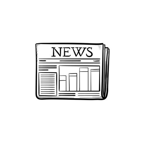 Newspaper Icon Aesthetic, Good News Aesthetic, News Illustration Design, News Reporter Drawing, Newspaper Drawing Easy, News Doodle, Newspaper Doodle, Smash Doodle, Journalism Logo