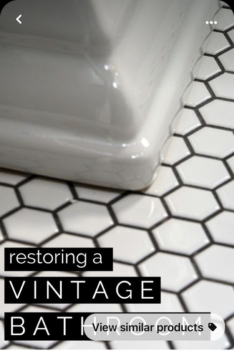 Classic Black And White Bathroom, Vintage Black And White Bathroom, Black And White Vintage Bathroom, Vintage Bathroom Floor, Black And White Bathroom Floor, Historic Bathroom, Black And White Tiles Bathroom, Vintage Bathroom Tile, Black And White Bathroom