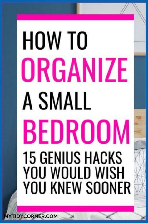 Creative space saving small bedroom organization ideas, storage hacks and tips on how to organize your bedroom and make it look clutter free, tidy and more spacious. Organize A Small Bedroom, Small Bedroom Organization Ideas, Small Room Hacks, Small Bedroom Hacks, Apartments Ideas, Bedroom Organization Ideas, Cluttered Bedroom, Small House Organization, Small Room Organization