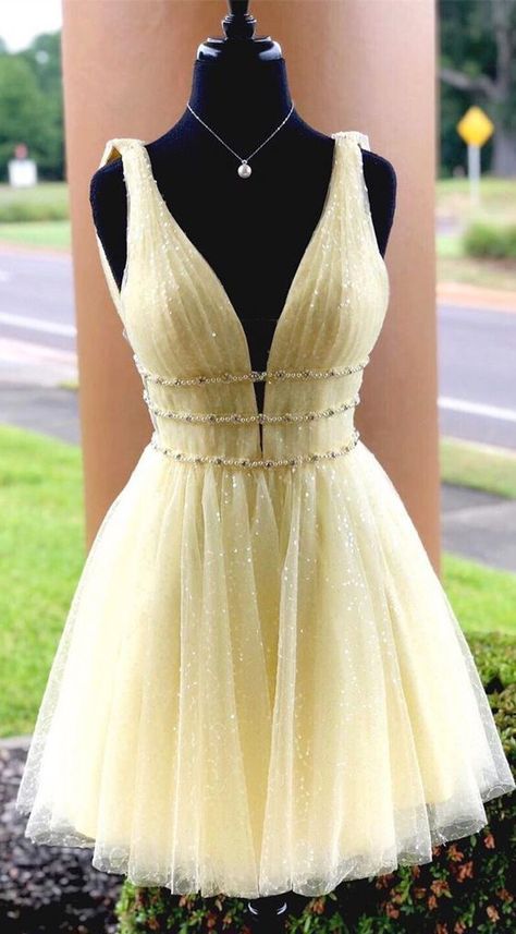 Homecoming Dresses Yellow, Yellow Homecoming Dresses, Short Semi Formal Dresses, Backless Homecoming Dresses, Homecoming Dresses Sparkly, Short Graduation Dresses, Sequin Homecoming Dress, Mini Prom Dresses, Prom Dresses Yellow