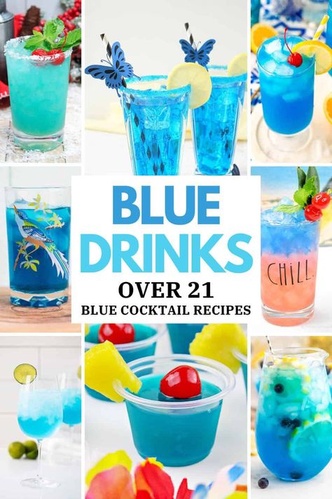 Police Cocktails, Uv Blue Drinks Recipes, Blue Mother F Drink, Blue Punch Recipe Alcohol, Blue Sangria, Blue Party Punch, Bluey Themed Cocktails, Nautical Cocktails, Blue Mimosa Recipe