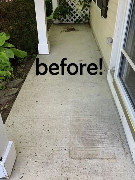 How to Paint A Porch Floor With Concrete Paint - The Honeycomb Home Painted Cement Patio, Best Concrete Paint, Painted Porch Floors, Painted Porch, Paint Concrete Patio, Paint Concrete, Concrete Patio Makeover, Painting Cement, Concrete Paint