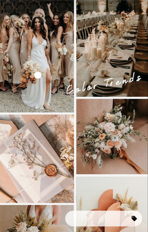 Brown Wedding Themes, Neutral Wedding Decor, Boho Wedding Colors, Art Deco Yellow, Wedding Theme Color Schemes, Champagne Wedding Colors, Earth Tone Wedding, Oval Shape Ring, Bronze Wedding