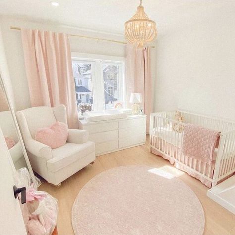 15 Adorable Pink And White Nursery Ideas For Baby Girls Blush And White Nursery, Pink Nursery Rug Ideas, Light Pink And White Nursery, Pastel Pink Nursery Ideas, Simple Pink Nursery, Cream And Pink Nursery, Soft Pink Nursery Ideas, Pink And White Nursery Ideas, Blush Pink Nursery Ideas