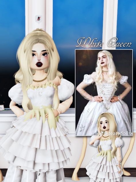 Wonderland Dress To Impress Outfit, Alice In Wonderland Dress To Impress, Queen Alice, Alice In Wonderland Dress, Wonderland Dress, Dti Fits, Baddie Outfits Ideas, Dti Outfits, White Queen